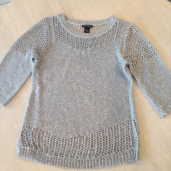 Lauren Michelle metallic silver sequin sweater - Picture 5 of 7